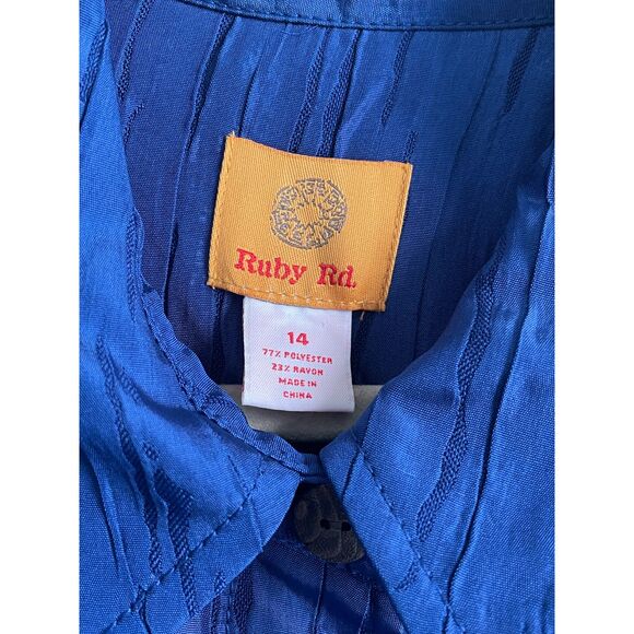 Ruby Rd. Women's Petite Blue Cropped textured Jacket Size 14 - Picture 2 of 6